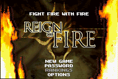 Reign of Fire title screen for GameBoy Advance